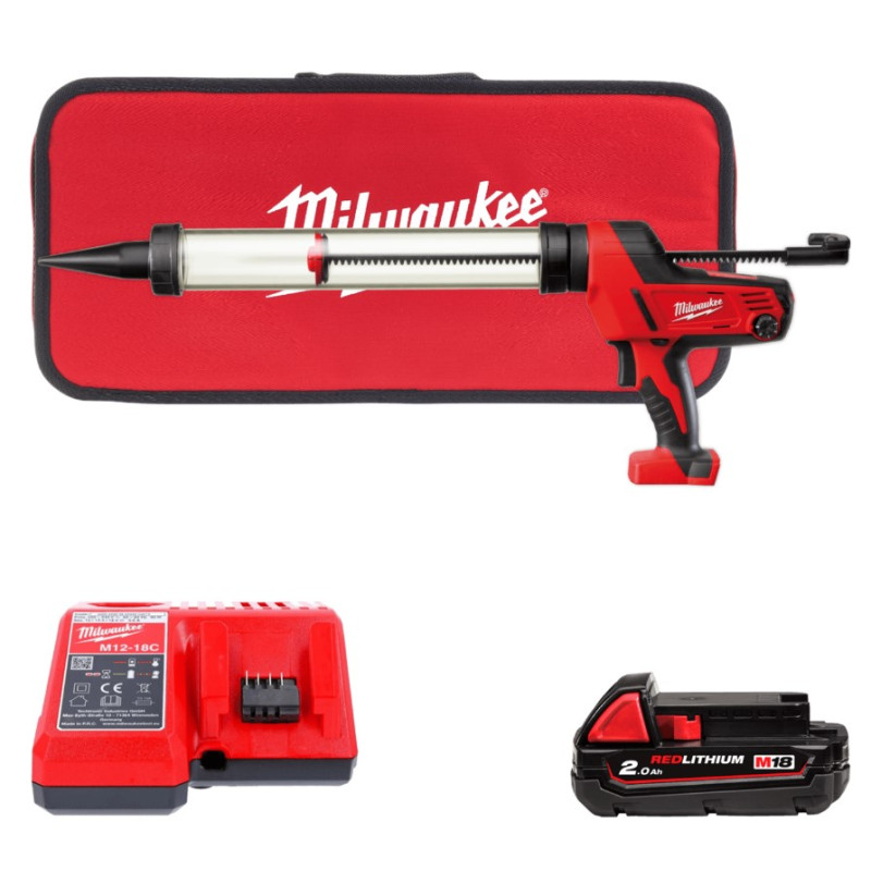 Пистолет для герметика аккумуляторный MILWAUKEE C18 PCG/600T-201B (600мл) (ЗУ+1акк.Х2Ач+сумка) 