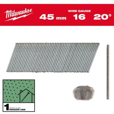 Набор гвоздей для нейлера 15G/20°/32мм (2000 шт) MILWAUKEE