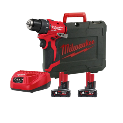 Дрель-шуруповёрт аккумуляторная бесщёточная MILWAUKEE M12 BLDDRC-402С (40Нм) (ЗУ+2акк.Х4Ач+кейс)