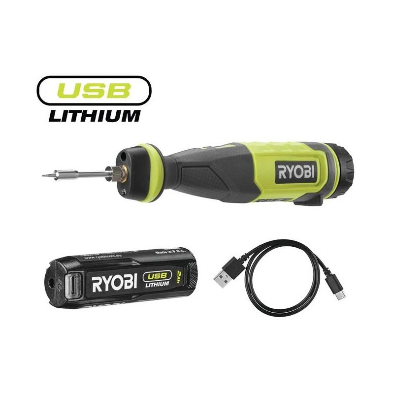 Паяльник аккумуляторный Ryobi USB Lithium RSI4-120G 4В 2А·ч 460°С (5133006146)