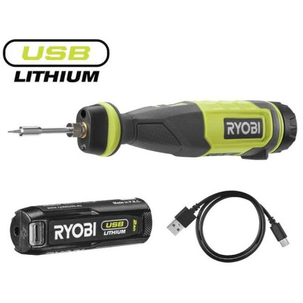 Паяльник аккумуляторный Ryobi USB Lithium RSI4-120G 4В 2А·ч 460°С (5133006146)