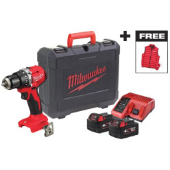 Дрель-шуруповёрт аккумуляторная бесщёточная ударная MILWAUKEE M18 BLPDRCMC-402C (60Нм) + ЖИЛЕТКА