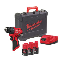 Дрель-шуруповёрт аккумуляторная бесщёточная MILWAUKEE M12 BLDDRC-203С (40Нм) (ЗУ+3акк.Х2Ач+кейс)