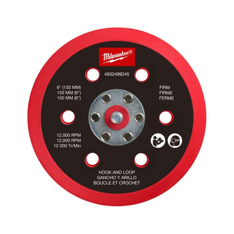 Подошва шлифовальная MILWAUKEE FROSBPHH150, Ø150мм, 6 отв. для M12 FROS (жесткая с «липучкой»)