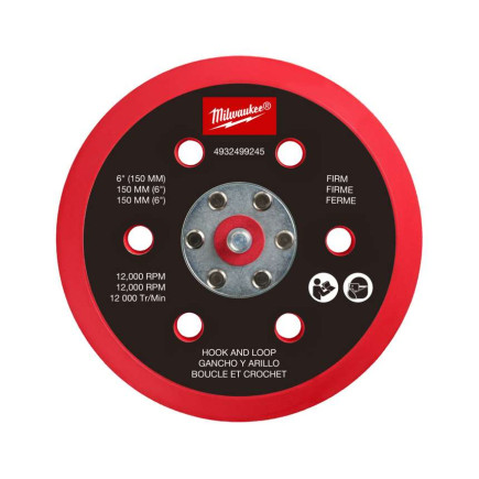 Подошва шлифовальная MILWAUKEE FROSBPHH150, Ø150мм, 6 отв. для M12 FROS (жесткая с «липучкой»)
