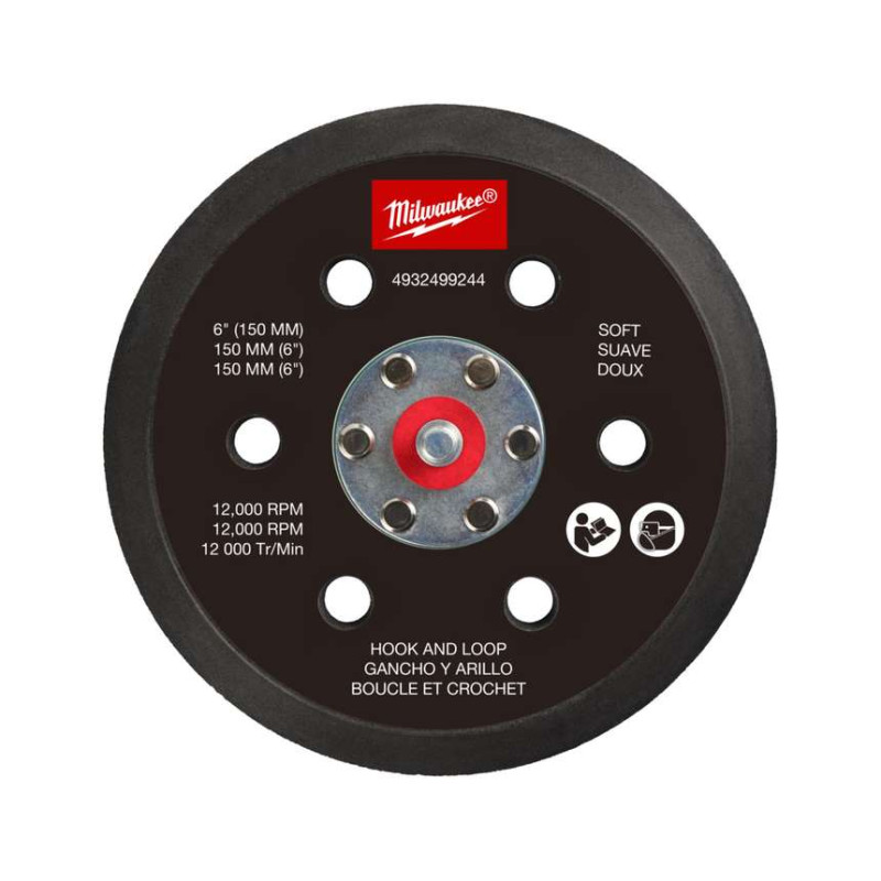 Подошва шлифовальная MILWAUKEE FROSBPSH150, Ø150мм, 6 отв. для M12 FROS (мягкая с «липучкой»)