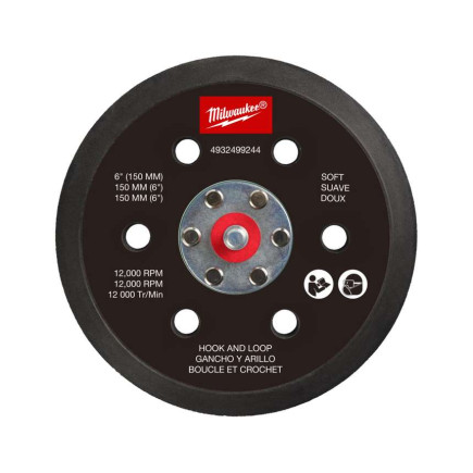 Подошва шлифовальная MILWAUKEE FROSBPSH150, Ø150мм, 6 отв. для M12 FROS (мягкая с «липучкой»)