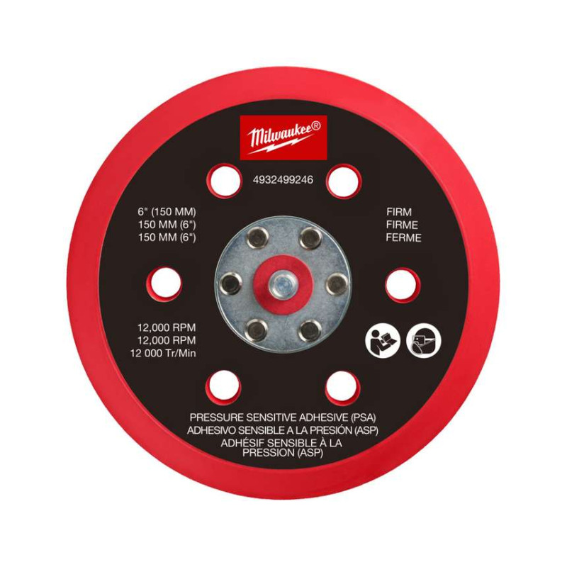 Подошва шлифовальная MILWAUKEE FROSBPSP150, Ø150мм, 6 отв. для M12 FROS (мягкая с PSA)