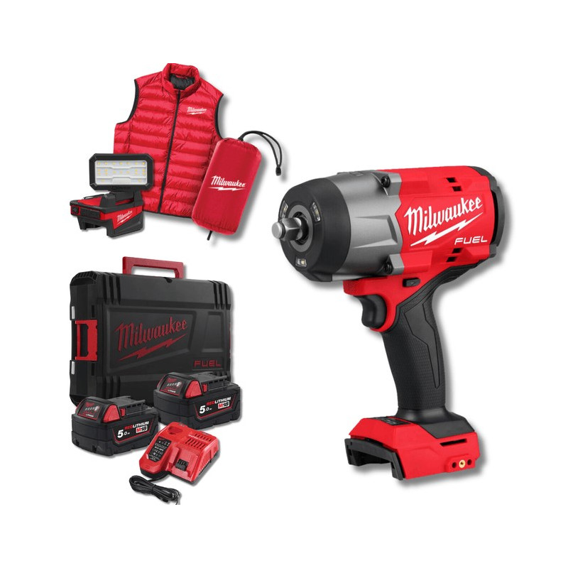 Гайковерт аккумуляторный бесщёточный MILWAUKEE 1/2" (2034 Нм) M18 FHIWF2F12MC-502X жилетка + фонарь