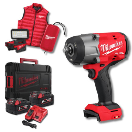 Гайковерт аккумуляторный бесщёточный MILWAUKEE 1/2" (2034 Нм) M18 FHIWF2F12MC-502X жилетка + фонарь