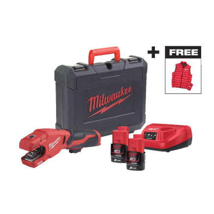 Труборез аккумуляторный по нержавеющей стали MILWAUKEE M12 PCSSMC-202C +жилетка
