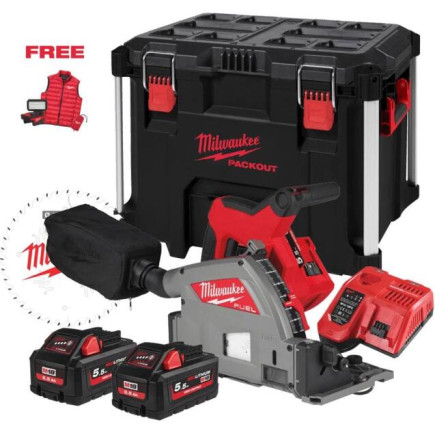 Пила дисковая погружная аккумуляторная бесщеточная MILWAUKEE M18 FPS55MC-552P PACKOUT