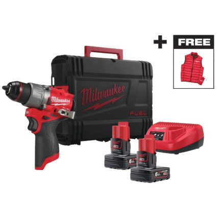 Дрель-шуруповёрт аккумуляторная бесщёточная ударная MILWAUKEE M12 FPD2MC-602X (45 Нм)+ жилетка
