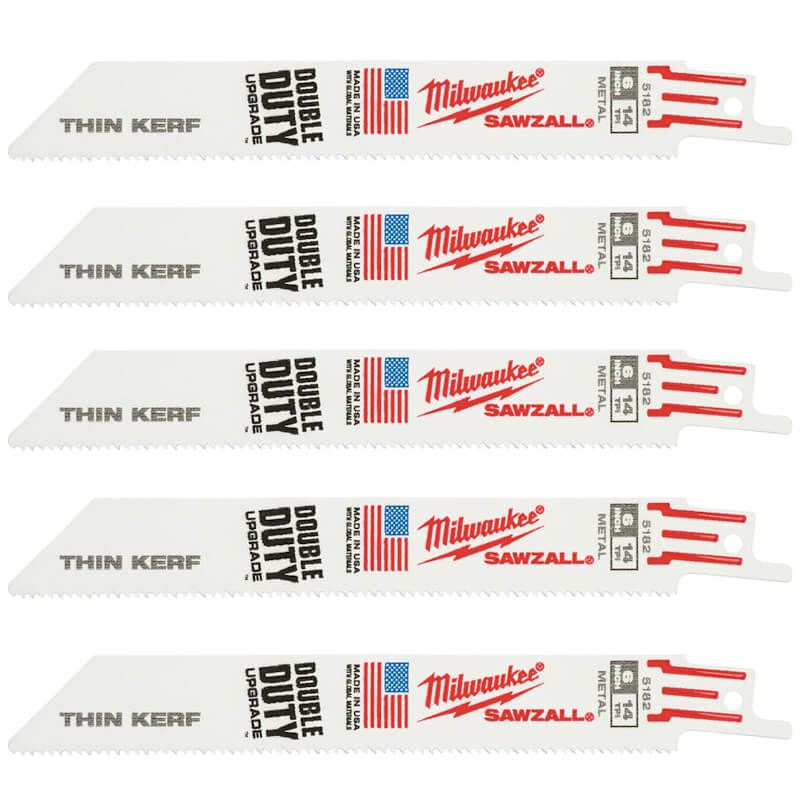 Полотно для сабельных пил THIN KERF MILWAUKEE, 150х1,8мм, (5шт), (металл)