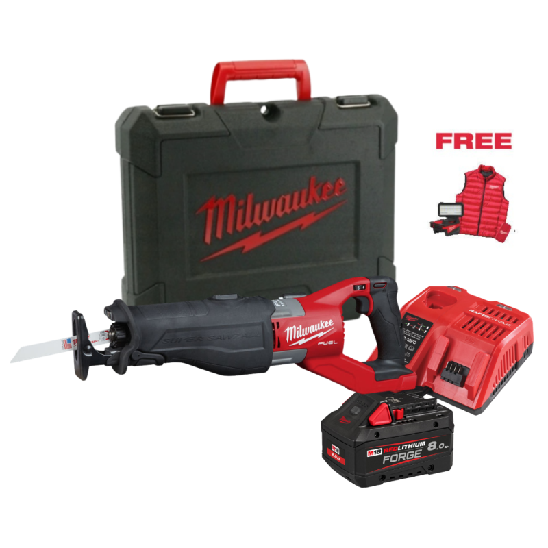 Пила сабельная аккумуляторная бесщёточная MILWAUKEE M18 FSXMC-801C (ЗУ+1акк.Х8Ач+кейс) FORGE+ALIS-0 