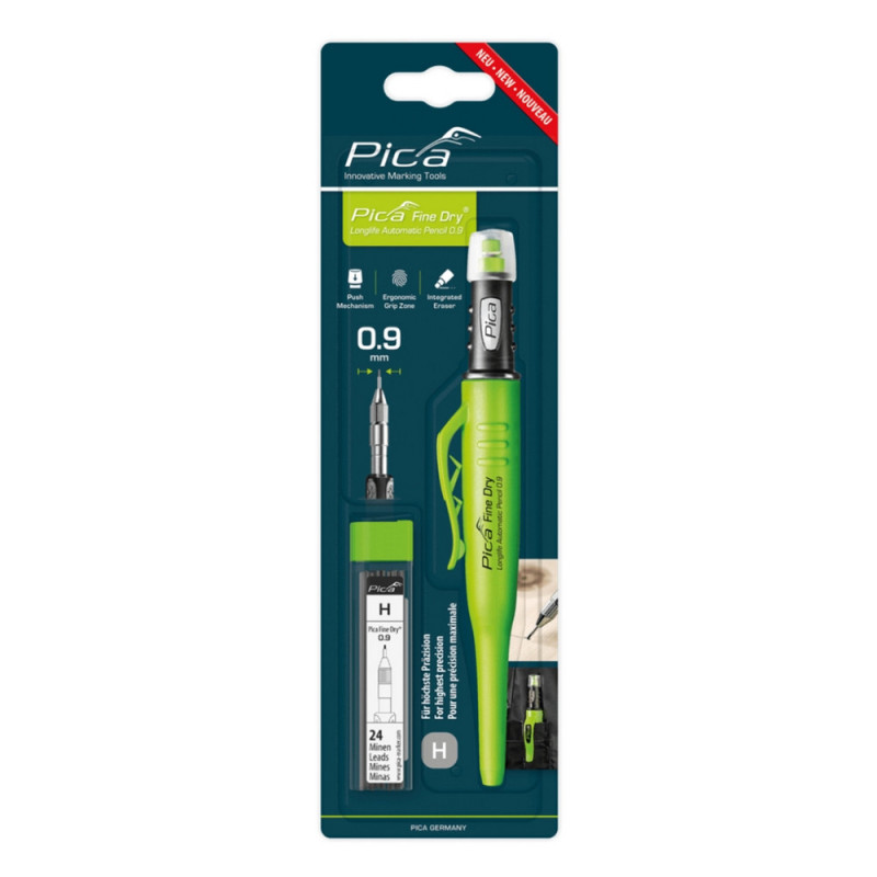 Карандаш механический PICA 7070 Fine Dry Long Life + стержни 7050 0.9мм H, PICA 70705