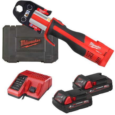 Обжимник гидравлический аккумуляторный для труб MILWAUKEE M18 BLHPT-202C (ЗУ+2Х2Ач+кейс)