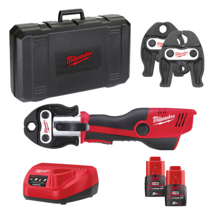 Обжимник гидравлический аккумуляторный для труб MILWAUKEE M12 HPT-202C V-KIT (ЗУ+2акк.Х2Ач+кейс)