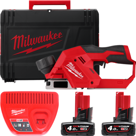 Рубанок аккумуляторный бесщёточный MILWAUKEE M12 BLP-402X (ЗУ+2акк.Х4Ач+HDкейс) 