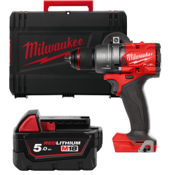 Дрель-шуруповёрт аккумуляторная бесщёточная MILWAUKEE M18 FDD3-0X (158 м) (каркас+HDкейс) + M18 B5