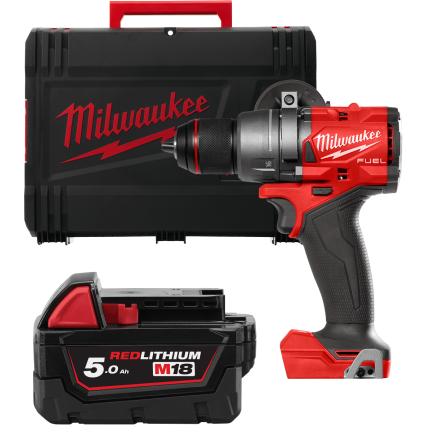 Дрель-шуруповёрт аккумуляторная бесщёточная MILWAUKEE M18 FDD3-0X (158 м) (каркас+HDкейс) + M18 B5