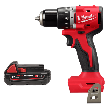 Дрель-шуруповёрт аккумуляторная бесщёточная ударная MILWAUKEE M18 BLPDRC-0 (60Нм) (каркас) + M18 B2