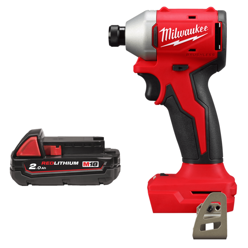 Шуруповерт ударный аккумуляторный бесщёточный MILWAUKEE (190Нм) M18 BLIDRC-0 (каркас) + M18 B2