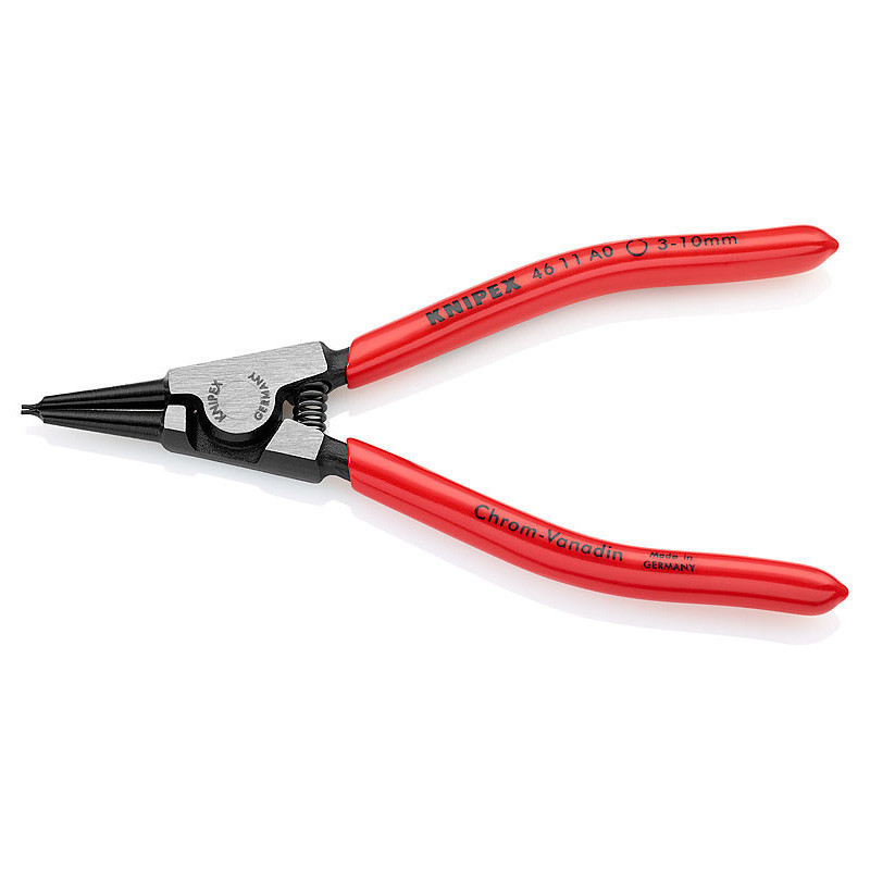 Щипцы для стопорных колец прямые Ø3-10мм, 140мм KNIPEX 46 11 A0, (Ø0,9мм) фосфатированные