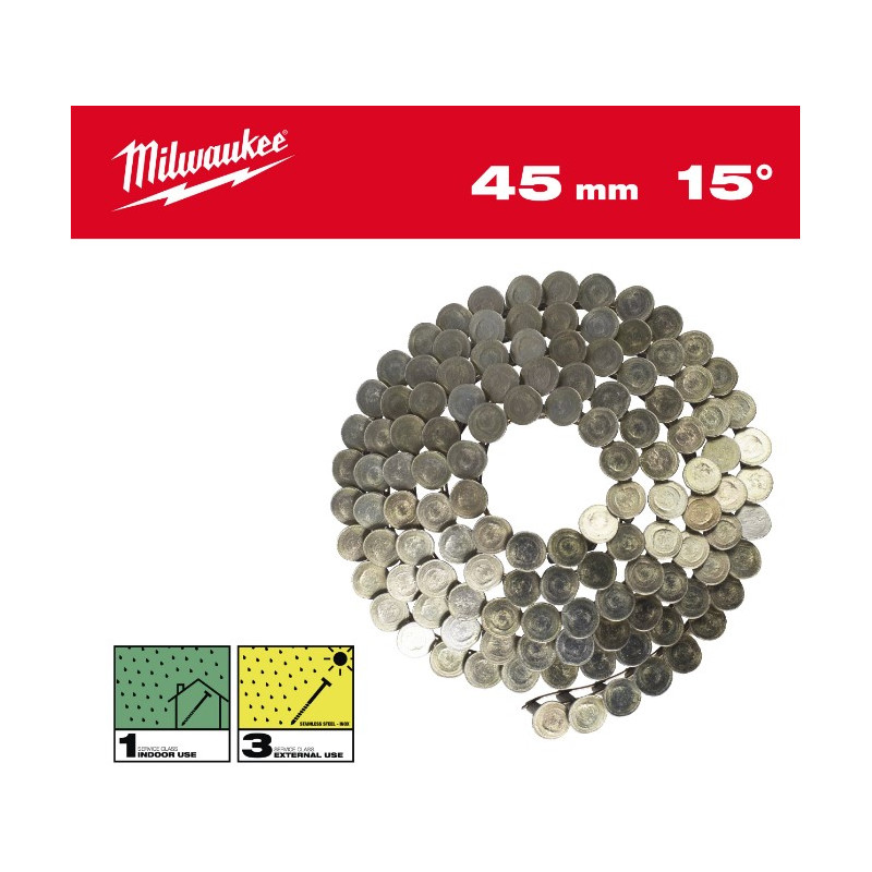 Гвозди в катушке MILWAUKEE, с круглой головкой, 15°/3.05 x 45мм/RS (1440шт) 