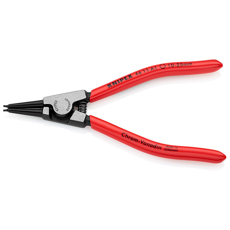 Щипцы для стопорных колец прямые Ø10-25мм, 140мм KNIPEX 46 11 A1 SB, (Ø1,3мм) фосфатированные
