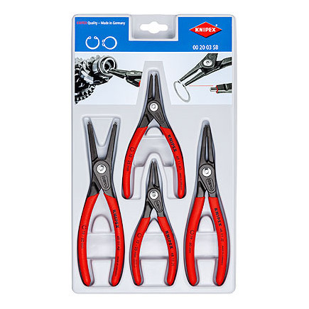Набор щипцов прецизионных для стопорных колец KNIPEX 00 20 03 SB, (4шт)