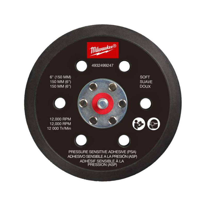 Подошва шлифовальная MILWAUKEE FROSBPHP150, Ø150мм, 6 отв. для M12 FROS (жесткая з PSA)