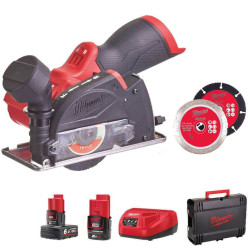 Пила дисковая универсальная аккумуляторная бесщёточная MILWAUKEE M12 FCOT-622X, Ø76 (ЗУ+2акк.+кейс)