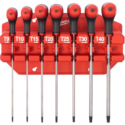 Набор ключей Г-образных MILWAUKEE с комфортной ручкой, TORX с шаром, (7шт)