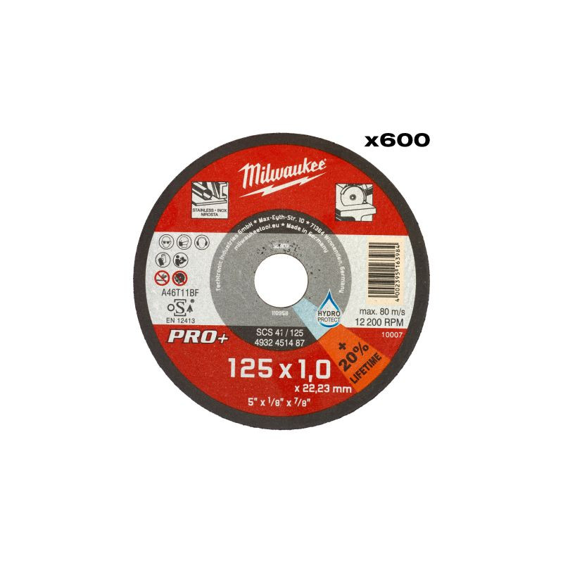 Диск отрезной по металлу MILWAUKEE, SCS 41/125х1 PRO+, Ø125мм (600шт)