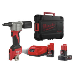 Заклепочник аккумуляторный MILWAUKEE M12 BPRT-422X, Øзакл.2,4-4,8мм (ЗУ+1ак.Х2Ач+1ак.Х4Ач+HDкейс)