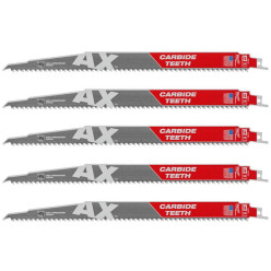 Полотно для сабельных пил AX FANG TIP CARBIDE MILWAUKEE, 300х5мм, (5шт), (дерево с гвоздями)
