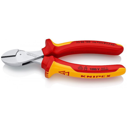 Кусачки боковые (бокорезы) X-Cut, Ø12,0мм, 160мм VDE KNIPEX 73 06 160 SB, хромированные
