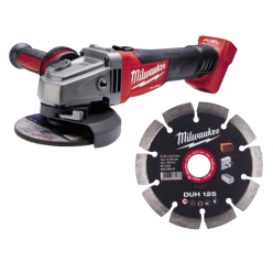 Шлифмашина угловая аккумуляторна MILWAUKEE, M18 FSAG125X-0, Ø125мм + Диск MILWAUKEE DUH 125 (10шт)