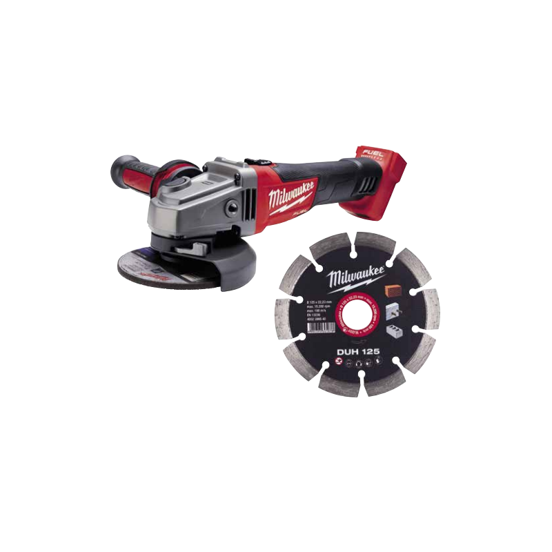 Шлифмашина угловая аккумуляторна MILWAUKEE, M18 FSAG125X-0, Ø125мм + Диск MILWAUKEE DUH 125 (10шт)