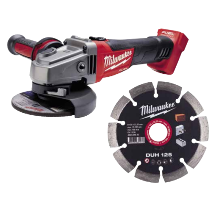 Шлифмашина угловая аккумуляторна MILWAUKEE, M18 FSAG125X-0, Ø125мм + Диск MILWAUKEE DUH 125 (10шт)