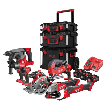 Набір інструментів акумуляторних MILWAUKEE, M18 FPP8C-553P (набір кейсів PACKOUT 4932464244, 3 акуму