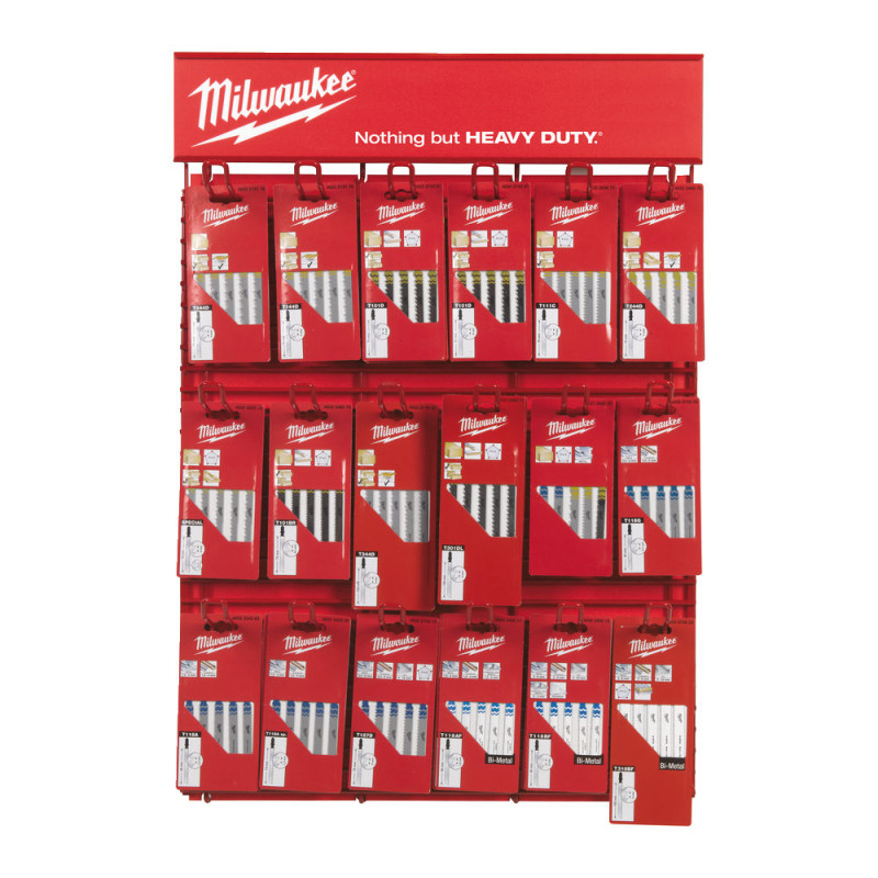 Полотна для лобзиков на дисплее RED RACK MILWAUKEE (18 наборов)