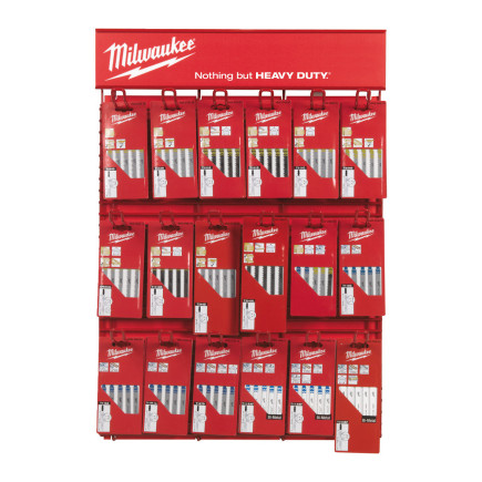 Полотна для лобзиков на дисплее RED RACK MILWAUKEE (18 наборов)