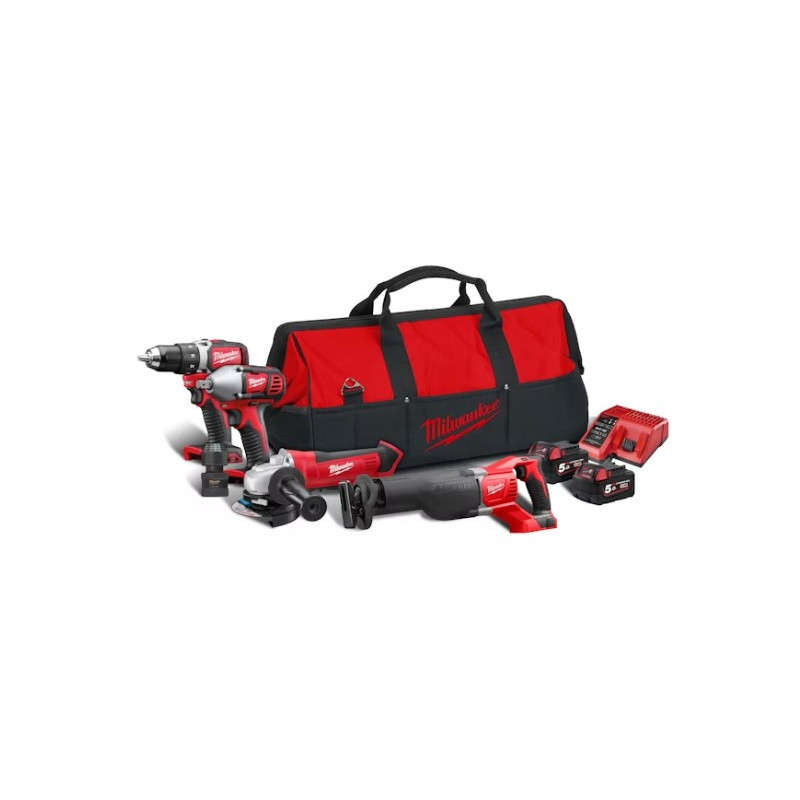 Набор инструментов аккумуляторных MILWAUKEE, M18 BLPP4B-502B (ЗУ, 2 акк.Х5Ач, сумка)