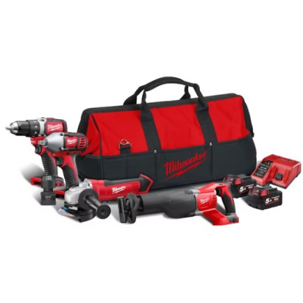 Набор инструментов аккумуляторных MILWAUKEE, M18 BLPP4B-502B (ЗУ, 2 акк.Х5Ач, сумка)