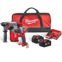 Набор инструментов акумуляторных MILWAUKEE, M18FPP2BB-502B (ЗУ, 2х5Ач, M18 CBLDD, CHX, сумка)