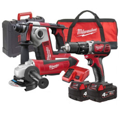 Набор инструментов аккумуляторных MILWAUKEE, M18 BPP3A-402B (ЗУ, 2х4Ач, M18 BPD, AG-115, BH. сумка)