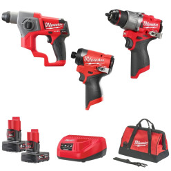 Набор инструментов аккумуляторных MILWAUKEE, M12FPP3D-601B (ЗУ, 2х6ач, M12 FPD2, FID2, CH, сумка)