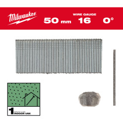 Гвозди оцинкованные с Т-образной головкой MILWAUKEE 16G/0°/50мм, (2500шт)